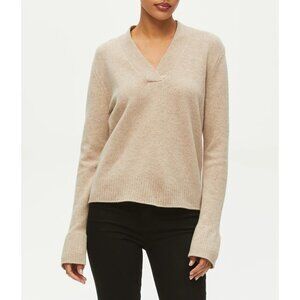 Michael Stars Alena Cashmere Blend V-Neck Sweater Mink Size M NWT